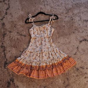 Floral Cream and Orange Summer Dress